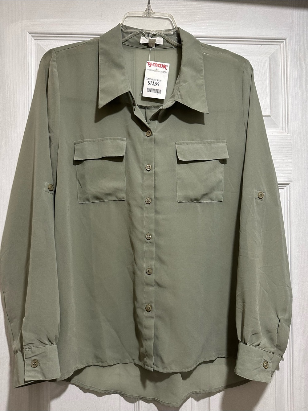 Light Olive Green Button-Up Shirt Jacket
